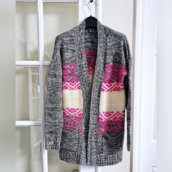 Charlotte Russe Womens Medium Sweater Colorblock Cardigan Open Front - Picture 1 of 6